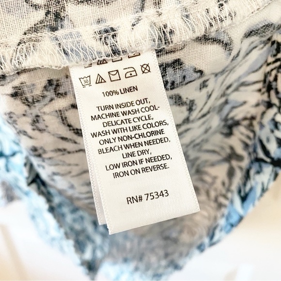 LUCKY BRAND 100% Linen Blue Floral Babydoll Tiered Dress Lightweight - Picture 2 of 6